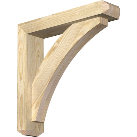 Ekena Millwork Thorton Craftsman Rough Sawn Bracket w/ Offset Brace, Douglas Fir, 4"W x 18"D x 18"H BKT0402X18X18THR04RDF